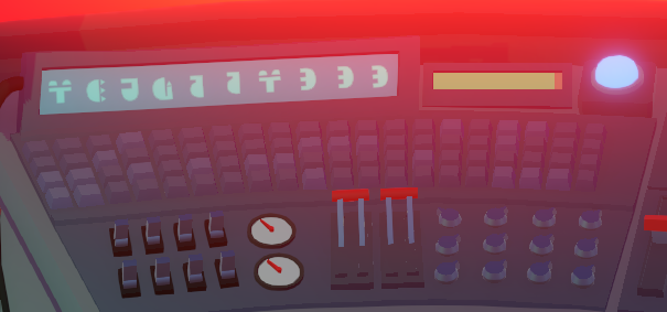 The keyboard with the entropy gauge, when it's fully red, it means a completely predictible signal, when it's fully green, it means a completely impredictible one.